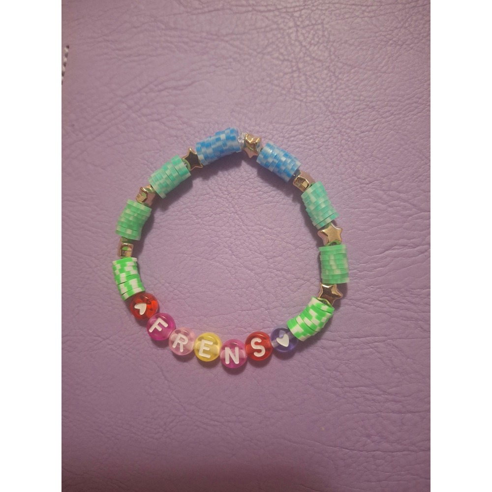 Handmade FRENS Beaded Friendship Bracelet Colorful Heishi Star Stretch Jewelry